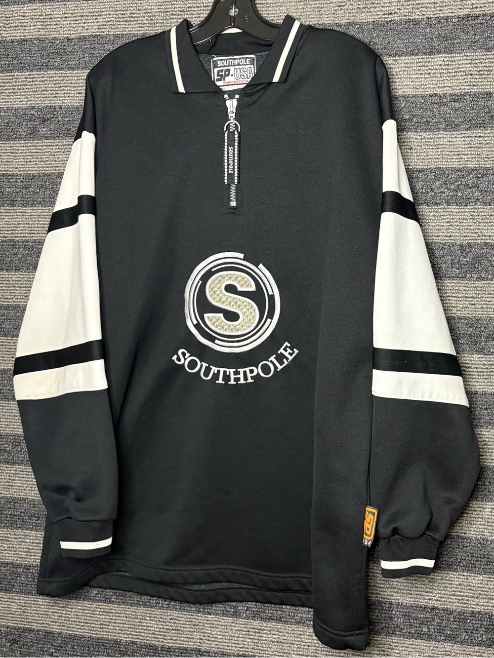 Vintage 90’s South Pole Quarter-Zip Black Pullover Men’s XL EUC